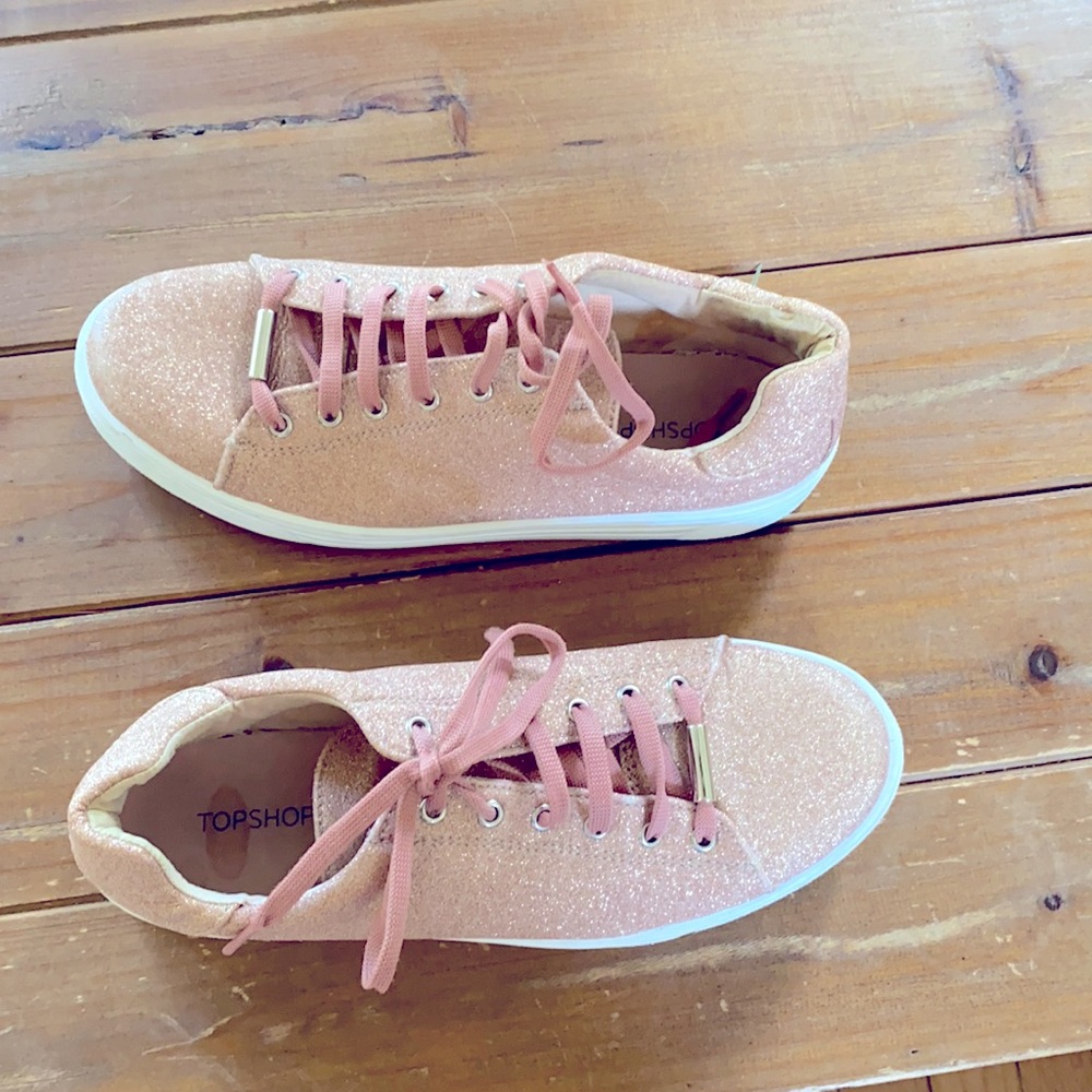 TopShop Rose Gold Shimmer Sneakers Size 40